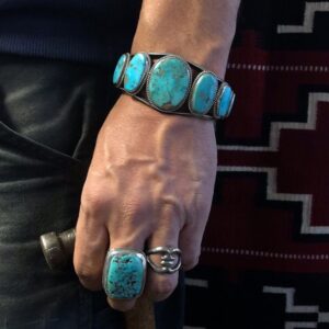Bracelet vintage Navajo en argent et turquoise – Années 1930