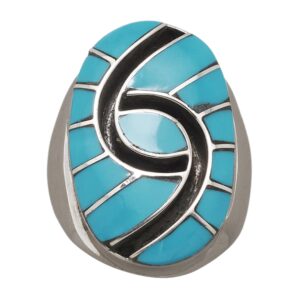 Bague vintage Zuni en argent et turquoise – Marqueterie Sleeping Beauty