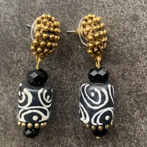 Boucles d'oreilles vintage Krobo en perles de verre recyclé, style ethnique africain